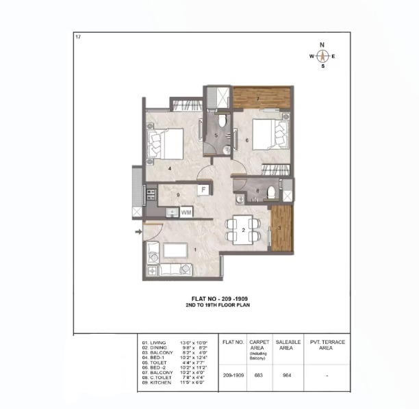 2 BHK floor plan